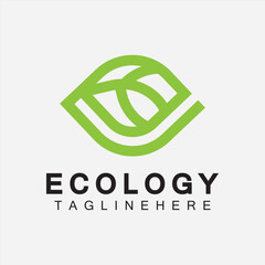 Letter E Logo Design with Leaf Concept. letter E geometric line leaf logo