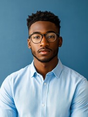 Obraz premium African american young adult office worker portrait image copy space