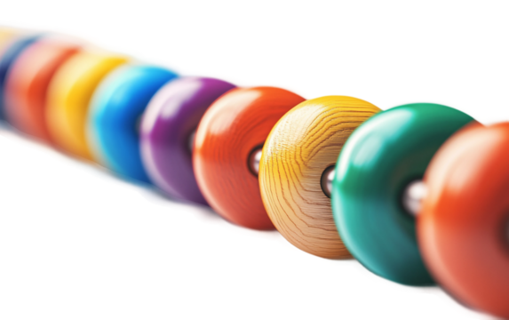 Colorful learning abacus with wooden frame and bright beads used for early math isolated on transparent background PNG