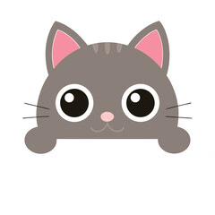 Adorable Gray Kitten with Big Eyes Peeking Over Edge A Charming Illustration of a Playful Feline Friend