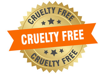 cruelty free. cruelty free round orange and gold label isolated on transparent background