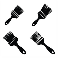 paintbrush icon set vector silhouette on white background.
