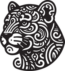 Black and White Jaguar Vector Illustration – Minimalist Wild Cat Silhouette Art	