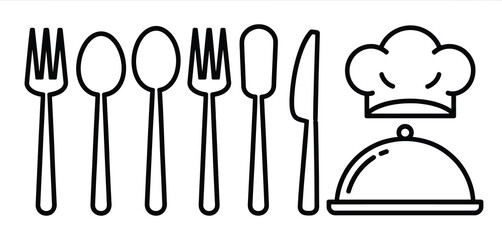 Restaurant Cutlery Set with Chef Hat and Food Dome