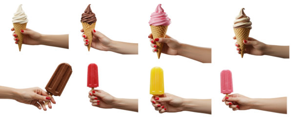hand holding chocolate ice cream, popsicle- transparency .png