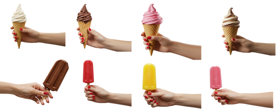 hand holding chocolate ice cream, popsicle- transparency .png