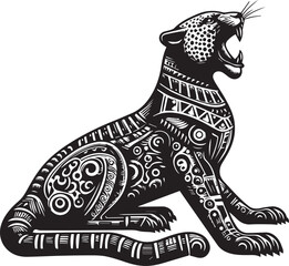 Black and White Jaguar Vector Illustration – Minimalist Wild Cat Silhouette Art	