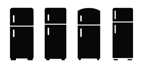 Four Different Refrigerator Styles Black Silhouettes