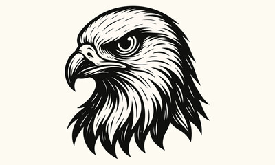 Fierce Hawk Head Vector Illustration in Bold Line Art Style