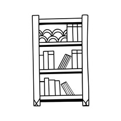 Bookshelf Vector Illustration Line Art Bookcase Design