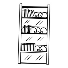 Obraz premium Bookshelf Illustration Vector Icon Style Line Art Design