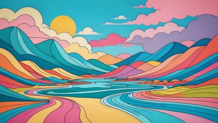 A calming abstract landscape with soft pastel waves and ambient light, symbolizing emotional balance, healing, and the importance of mental well-being