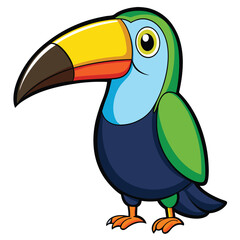 Naklejka premium A colorful toucan with a prominent beak, looking inquisitively and vibrant.