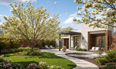 Obraz premium Dogwood Tree (Cornus florida) Known for its showy, four-petaled white or pink flowers in spring, the Dogwood tree is