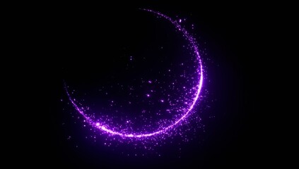 Obraz premium A luminous purple energy ring radiating particles in a perfect circular formation on a dark background, creating a mesmerizing abstract visual ideal for futuristic or digital-themed cosmic designs.