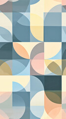 Modern Abstract Geometric Pattern with Rounded Triangles and Circles – Soft Pastel Grid Design for Backgrounds and Textures