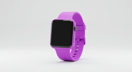 Purple Smartwatch on White Background - Modern purple smartwatch with blank screen, isolated on white. Perfect for technology, wearable tech, and health apps
