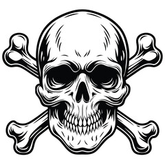 Skull and Crossbones Icon with Intricate Line Work Depicting Mortality and Danger in a Bold Design