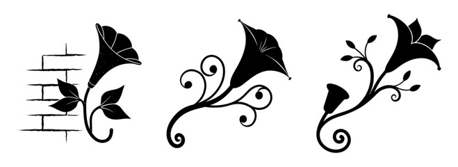 Silhouette set of floral vector art with decorative plant elements