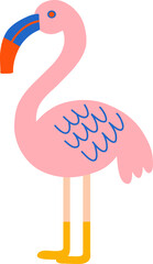 Flat Flamingo Colorful Summer Tropical Beach Holiday Vacation Elements and Travel Object