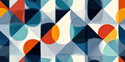 Modern Abstract Geometric Pattern with Rounded Triangles and Circles – Soft Pastel Grid Design for Backgrounds and Textures