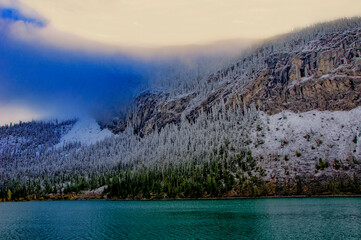 Grassy Lake. Alberta. Canada. Lake in the Rocky Mountains. Famous tourist routes.