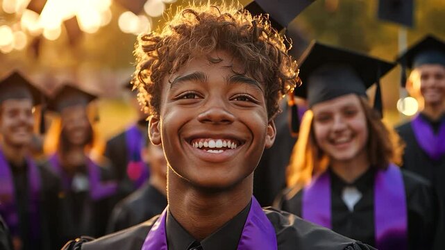 Happy Graduate Smiling at Graduation Ceremony