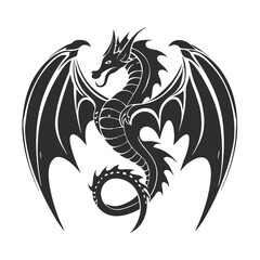 A Majestic Dragon in Flight Depicted with Striking Simplicity and Bold Lines Evoking Fantasy Art