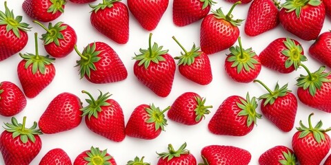 Intricate red and pink strawberry pattern on white background, strawberries, red