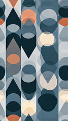 Modern Abstract Geometric Pattern with Rounded Triangles and Circles – Soft Pastel Grid Design for Backgrounds and Textures