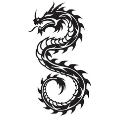 Intricate Black Dragon Tattoo Design Depicting Power, Strength, and Mysticism A Symbol of Ancient Mythology and Timeless Artistry