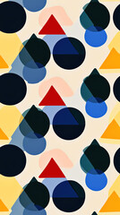 Modern Abstract Geometric Pattern with Rounded Triangles and Circles – Soft Pastel Grid Design for Backgrounds and Textures