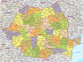 Detailed political map of Romania