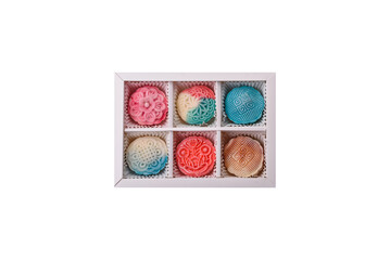 Chinese mooncake is an Asian sweet dessert. Asian mooncake as a background for your design