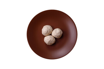 Chicken meatballs, cutlets steamed with salt and spices, a healthy meal