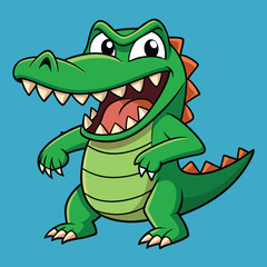 Fototapeta premium Alligator opens jaws wide sharp teeth visible swamp powerful reptile