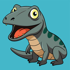 Obraz premium Komodo dragon mouth open showing teeth large lizard reptile powerful