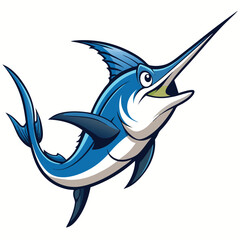 Fototapeta premium Swordfish swims fast sharp bill pointed forward powerful ocean predator