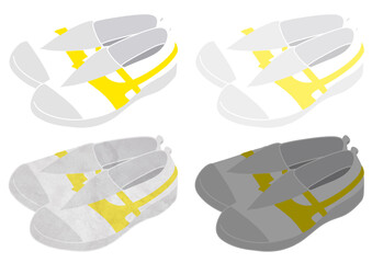 黄色ラインの上履きイラスト