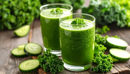 Two vibrant green smoothies