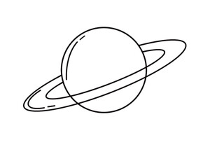 Vector Black Outline Icon - Saturn Planet
