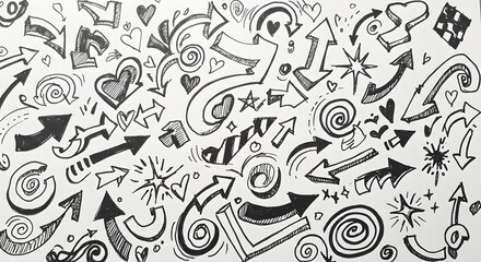 Obraz premium Energetic Black and White Doodle Art