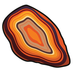 Obraz premium A single, polished agate slice, with its natural banded patterns, showcasing geological beauty and abstract natural art for decor.