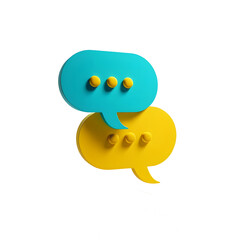 3D message icon in blue bubble with three dots, online communication, and social interaction, 3d illustration.