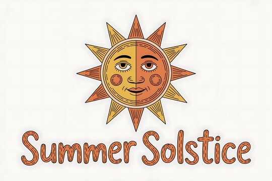 Summer solstice sun face illustration design