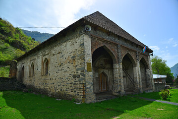 Obraz premium The Grand Mosque, located in the Ilisu Village of the Qakh city of Azerbaijan, was built in 1700.