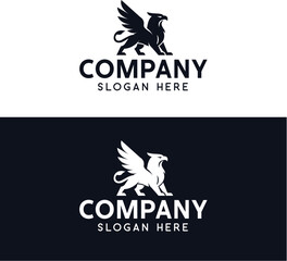 Fototapeta premium Griffin Logo Design. Mythical Winged Creature Symbol for Fantasy Brands, Games, or Luxury Businesses 