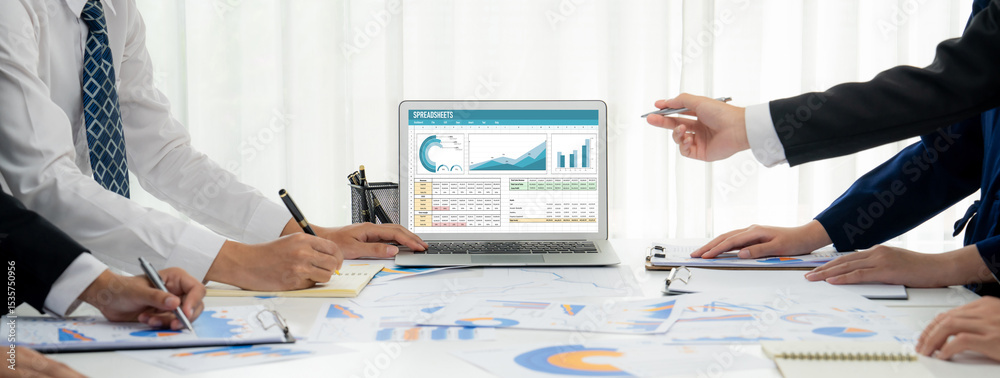 Poster spreadsheet document information financial startup concept. data and graphs in spreadsheet documents