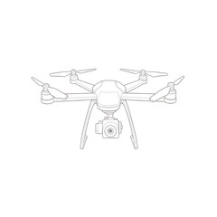 Drone with camera and propellers in line art style  