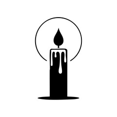 Obraz premium Minimalist vector of a burning candle with wax drips and radiant aura, symbolizing memory and light.